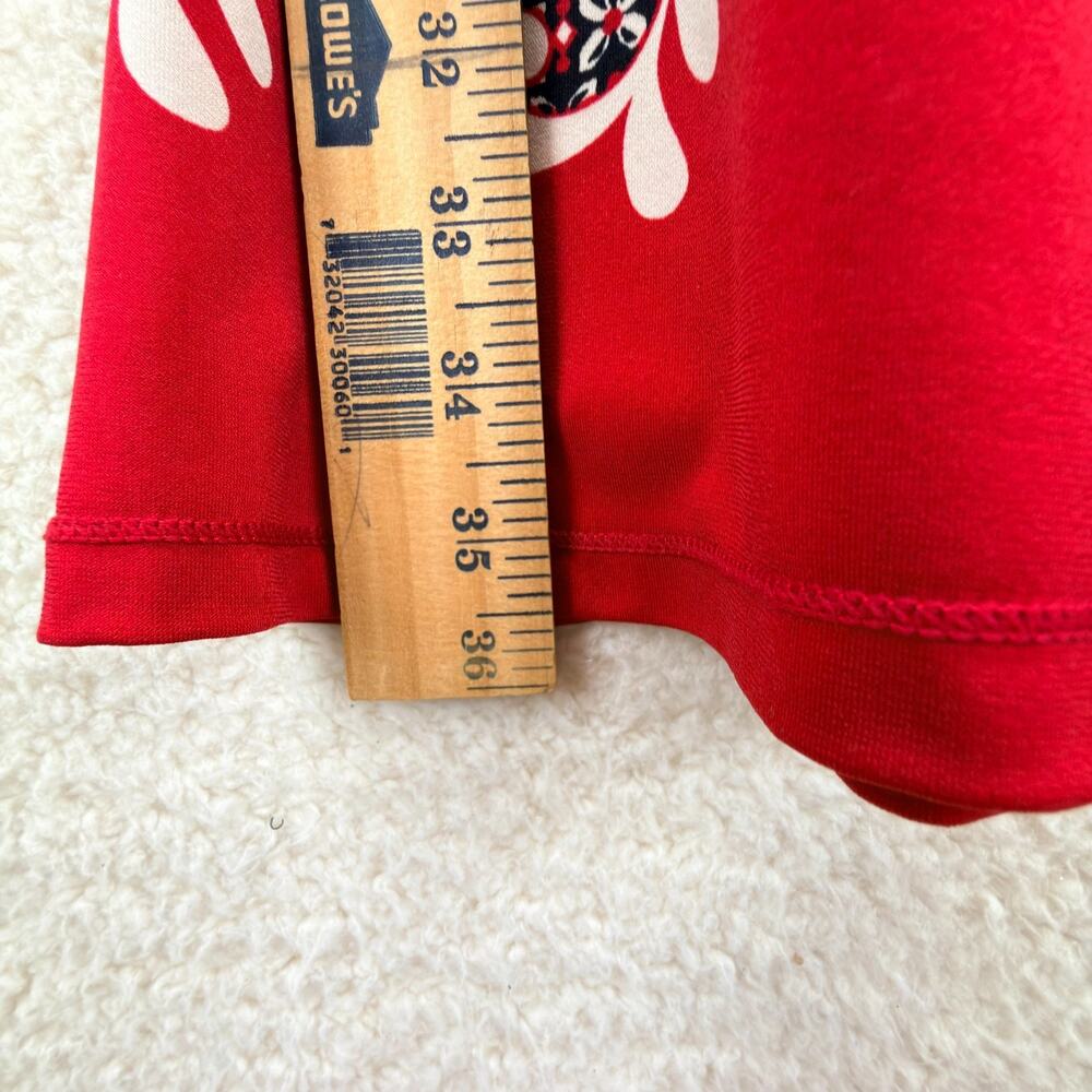 Max Studio Women Midi Dress S Red Black Geometric Print 3/4 Sleeve Elastic Waist - Picture 5 of 9